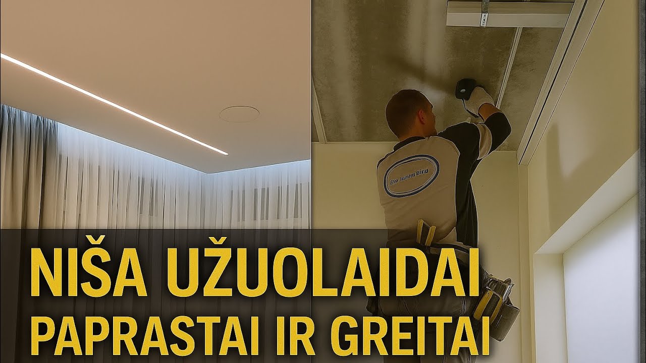 Gipskartonio lubos ir nišą užuolaidai nuo iki.