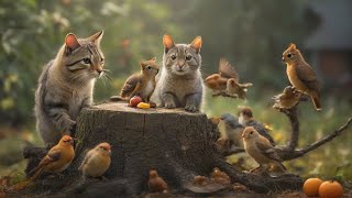Cat TV~ Squirrel Picnic ~ Birds and Squirrels Everywhere ⭐ 24 HOURS ⭐