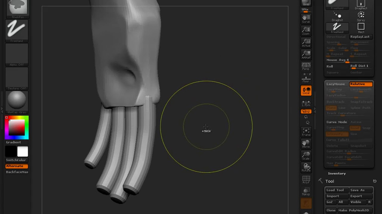 23 36 使用Curve Tubes创建手指 ZBrush 4R2基础入门教程 YouTube