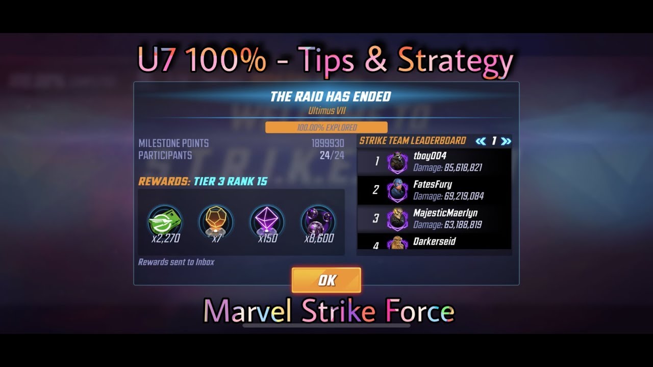 U7 100 Tips & Strategy Raid Footage Marvel Strike Force YouTube