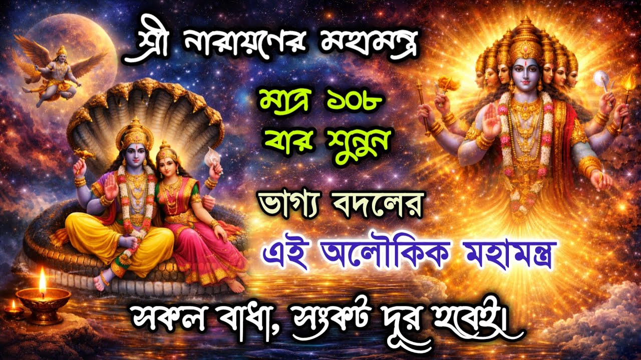 শ্রী শ্রী নারায়ণ মন্ত্র।এই মন্ত্র শুনলেই সৌভাগ্য লাভ ও ইচ্ছাপূর্ণ হবে, সুসংবাদ পাবেন।Vishnu Mantra 