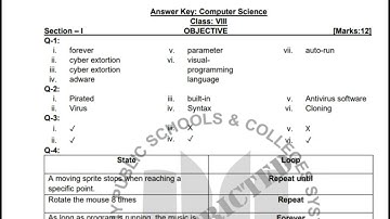 Computer Science Class 8th APSACS Answer Key (Solution)