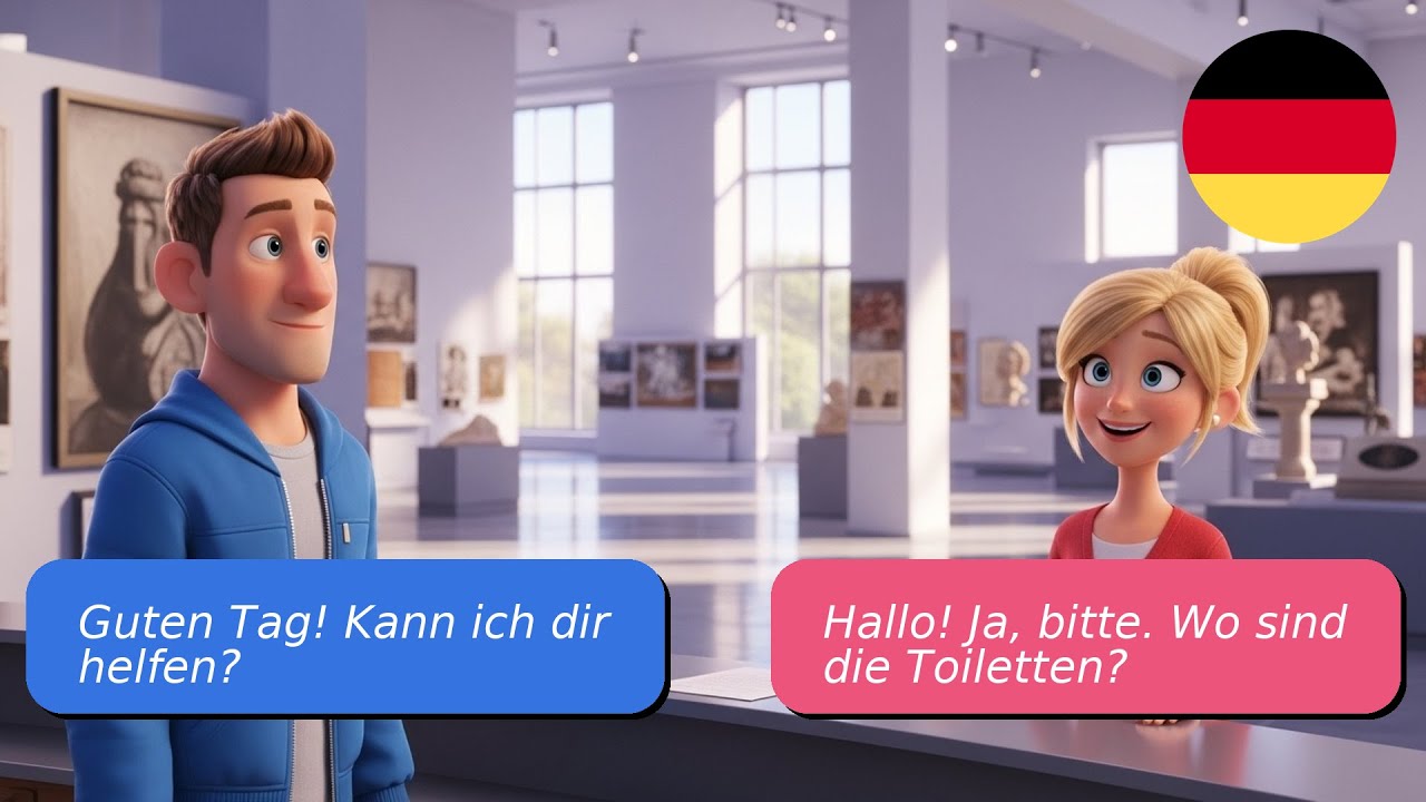 German Dialogs 10 Useful German Dialogues | Simple Museum Conversations for A1-A2 ...