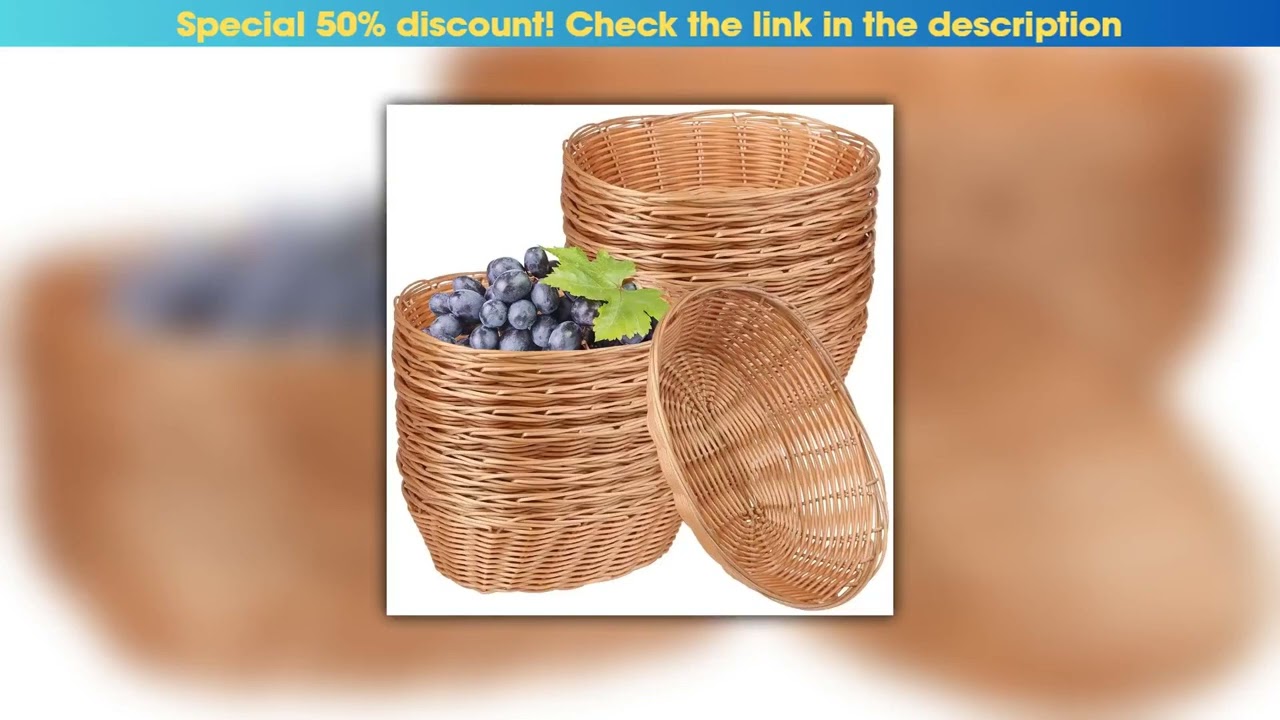Best 20 Pack Oval Poly Wicker Basket, Poly Wicker Bread Baskets, Medium Size Gift Baskets for Kitch