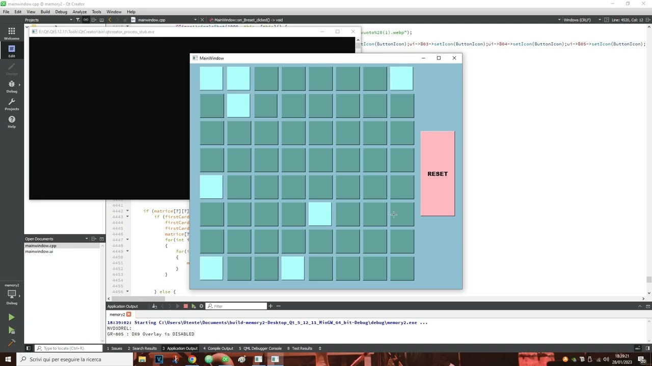MEMORY GAME QT Widgets Application c++