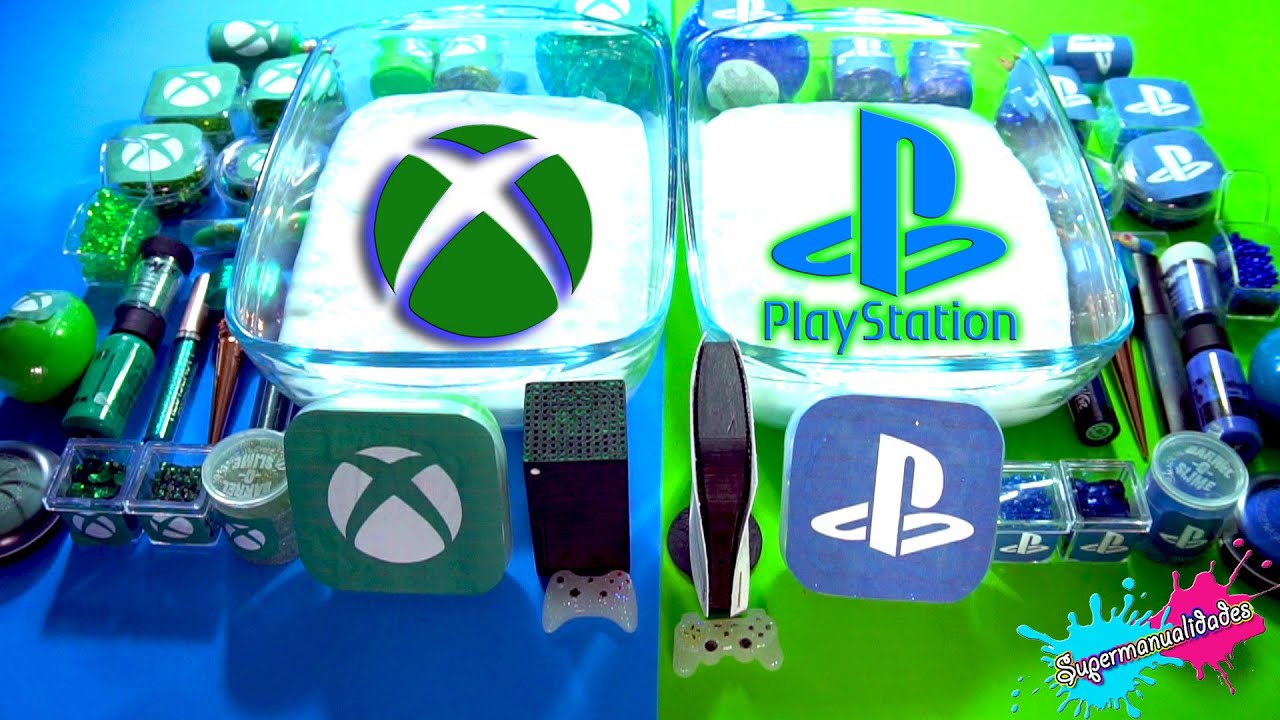 Mezclando Xbox vs Playstation en Slime Fluffy - Supermanualidades