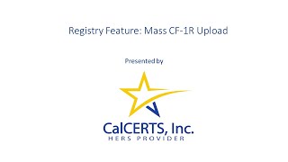 Information Registry Feature: Mass CF-1R Upload Guide