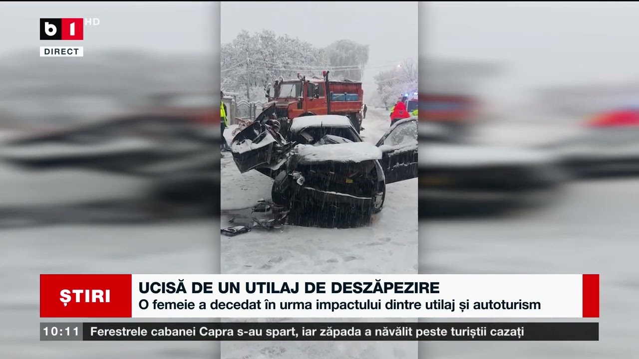 DOLJ – UN AUTOTURISM LOVIT DE UN UTILAJ DE DESZĂPEZIRE_Știri B1_5 febr 2023