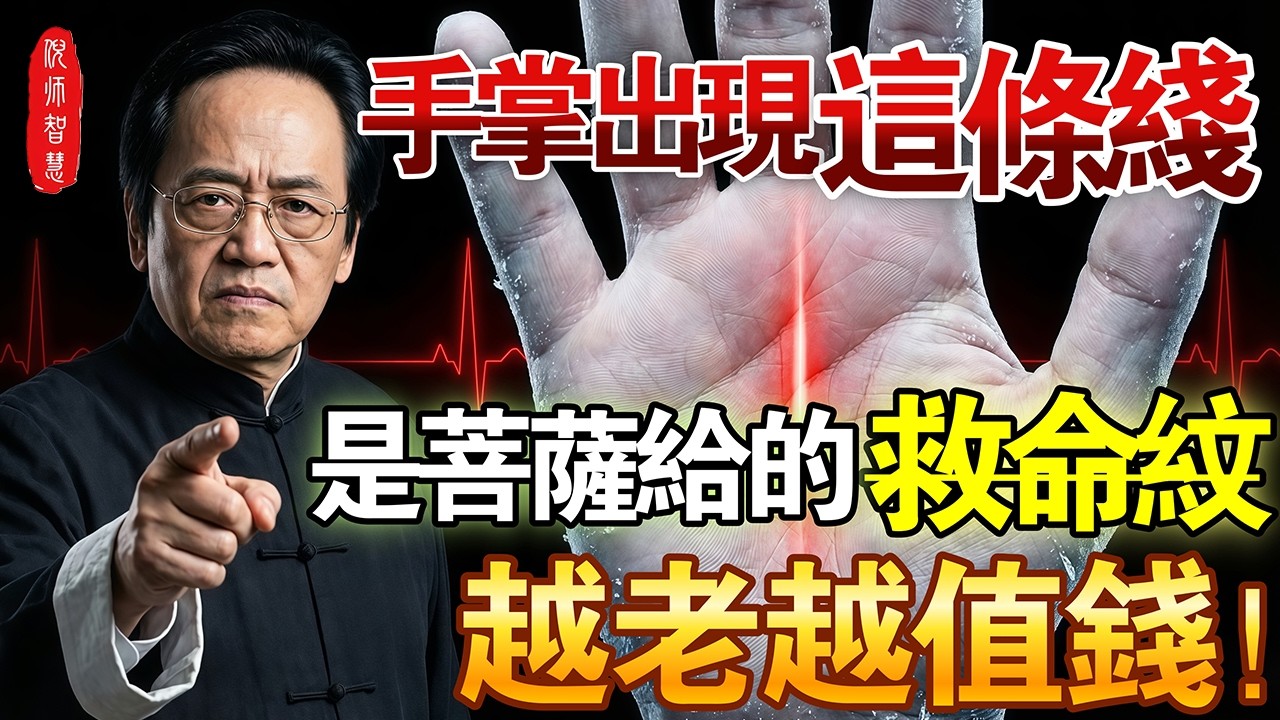 看看你的手掌心！如果出現這條「隐形線」，恭喜你，這是菩薩留下的「救命紋」！越老越值錢，你有嗎？#倪海厦 #中醫養生 #心肌梗塞 #手相 #經方 #陽氣