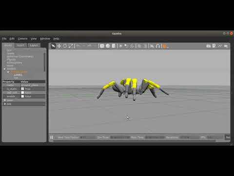 Gazebo simulation of a walking spider robot View 2