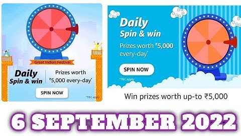 Amazon Funzone Daily Spin and Win Quiz Answers Today |6 SEPTEMBER 2022 | Daily Quiz Time