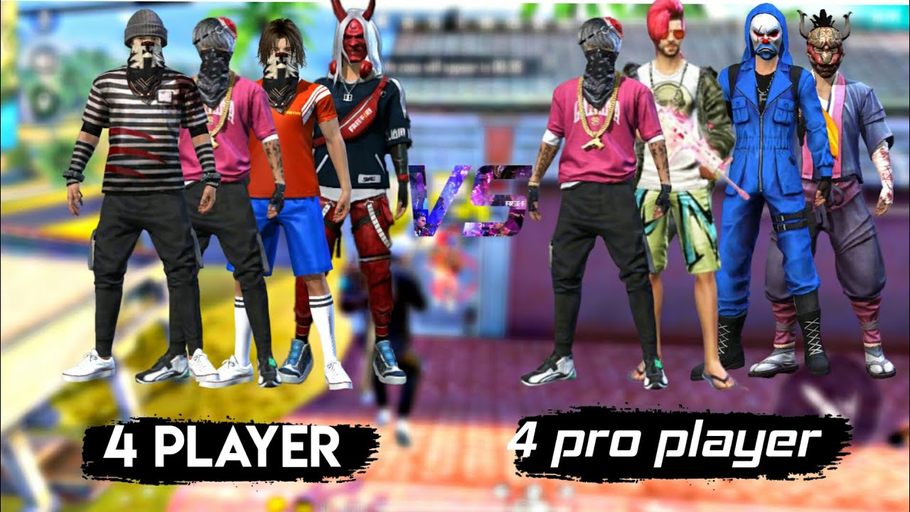 4 player vs 4 pro player free fire clash squard match - YouTube