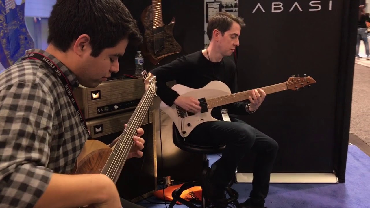 Thomas "McRocklin" McLaughlin testing the new Abasi guitar.