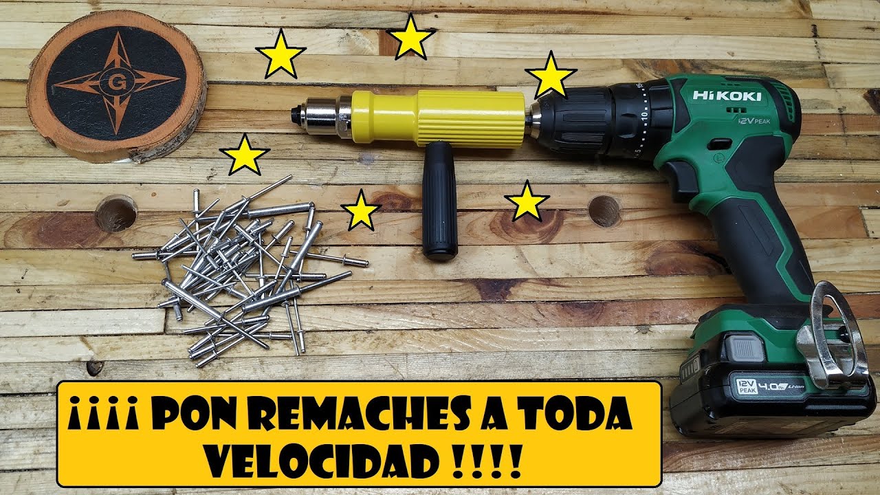 Pistola de remache para taladro eléctrico inalámbrico, kit de herramientas  de taladro eléctrico, adaptador de remachador, tuerca de inserción