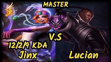 Raydere (JINX) vs LUCIAN - 12/2/9 KDA BOTTOM ADC GAMEPLAY - OC Ranked MASTER