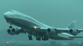 Qatar Amiri Flight B747-8I [A7-HBJ] first takeoff at Zurich Airport