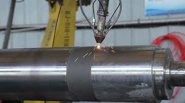 Our laser cladding machine is processing a Backup Roll #lasercladding #rolls  #costreduction #repair