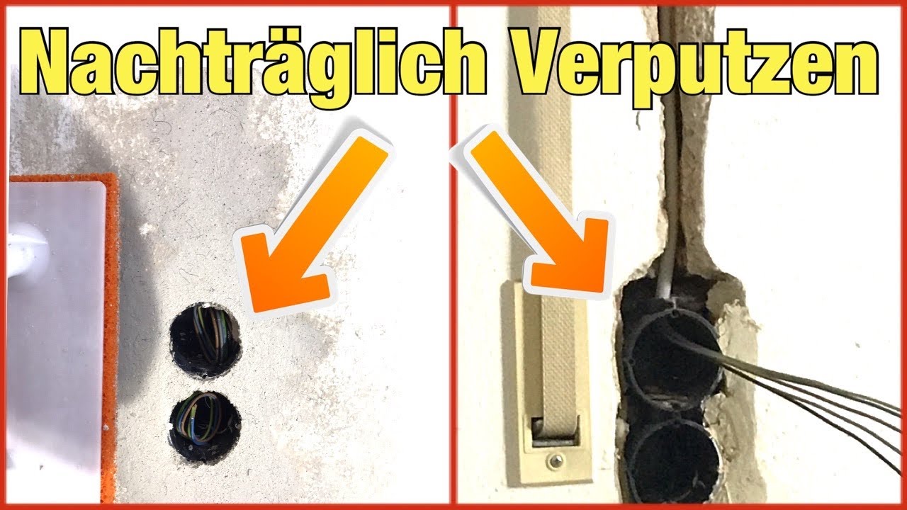 Schlitze vom Elektriker verputzen. An den alten Putz angleichen. Proofwood