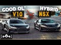 Acura NSX vs. Audi R8 V10 Plus | Hybrid Technology Against Old School Supercar