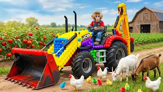 Download Lagu Monkey NaNa Saves the Chicken and oats on the river! JCB 3cx Tractor Excavator Help MONKEY Life MP3