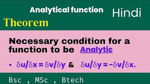 Proof of cauchy riemann equation is necessary for analytic functions in complex analysis in hindi