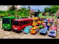 Wow!! Long Tronton Truck Unloads Toy Cars, Mixer Trucks, and Excavators