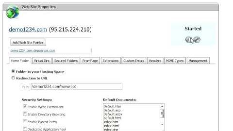 How to create Web Sites in WebsitePanel