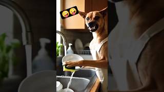 🤣dog wash pot in hungry😂 #trending #funny #youtubeshorts #funnyvideos
