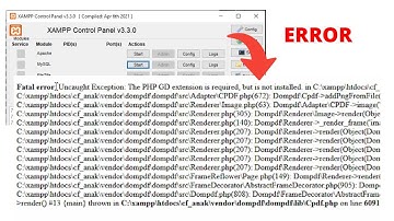XAMPP Error: The PHP GD extension is required, but is not installed