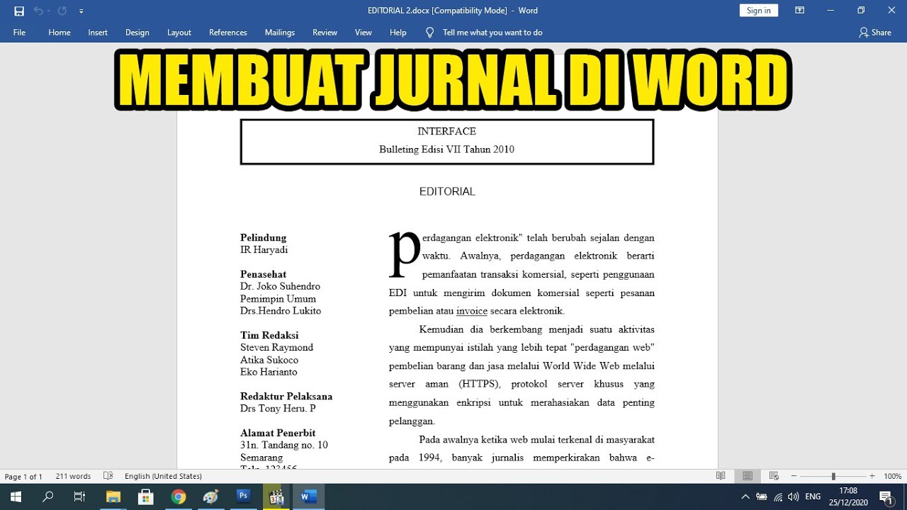 Membuat Jurnal Skripsi Di Word