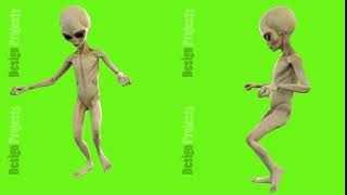 Alien sneaks. Loopable animation on green screen. 4k.