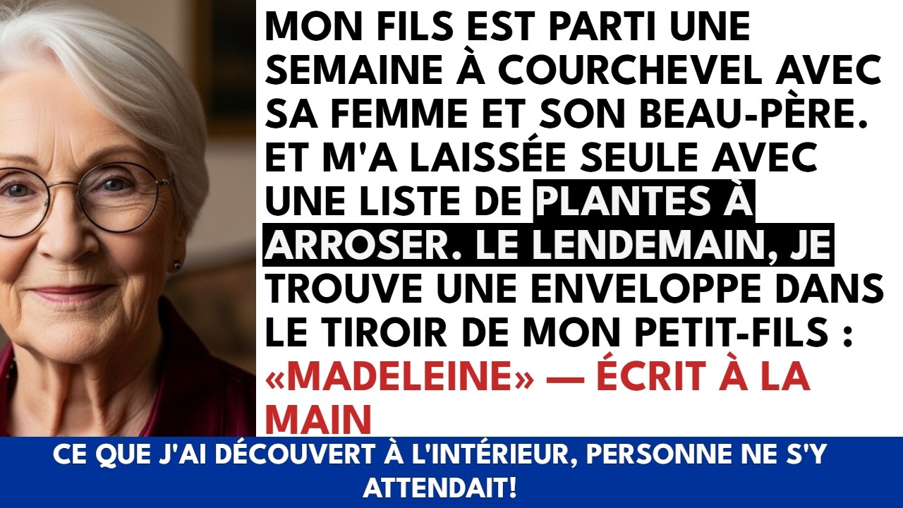 J’étais en train d’arroser le ficus quand j’ai trouvé l’enveloppe kraft cachée derrière les cahiers de mon petit-fils. Mardi dernier, mon fils Aurélien et sa femme étaient partis skier à...