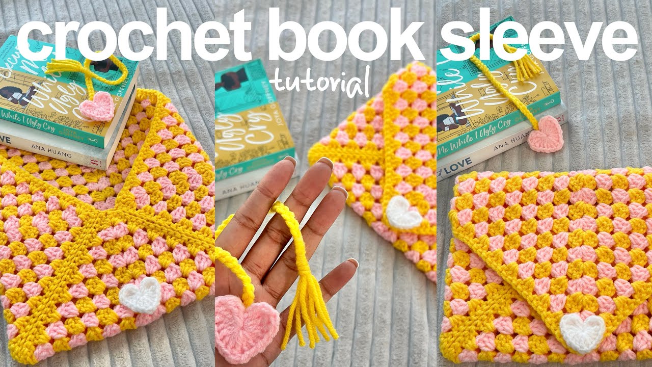 как связать крючком чехол для книги с пуговицей в форме сердца