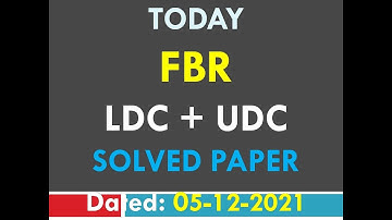FBR LDC UDC Today Paper Dated 05-12-2021 | LDC Paper Multan | UDC Paper Multan | FBR Today Paper