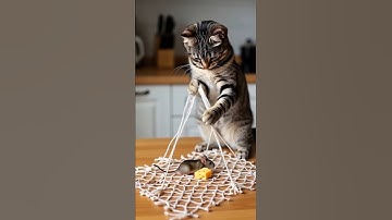 Uhh… 😺Which string am I supposed to pull!? えーど、どのヒモ引けばいいの！？😺手が足りニャいってば！ #shorts #tabbycat #trap