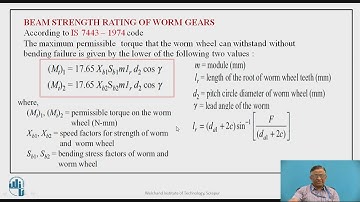 Design of Worm Gears Part-III