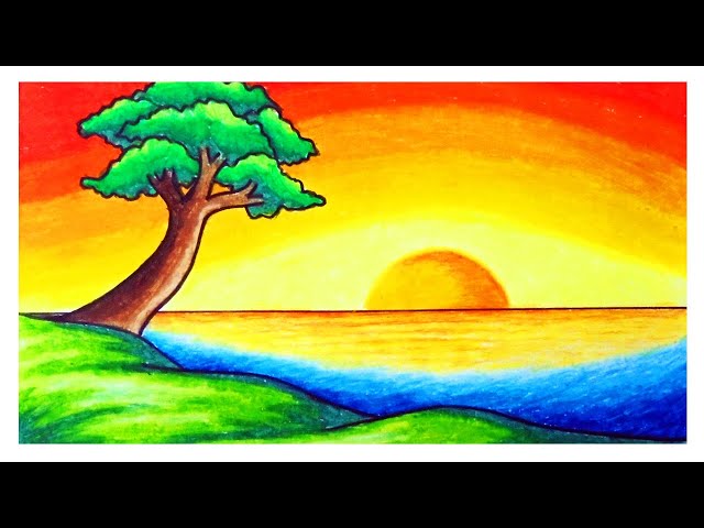Handmade colour pencil landscape painting : Amazon.in: Home & Kitchen