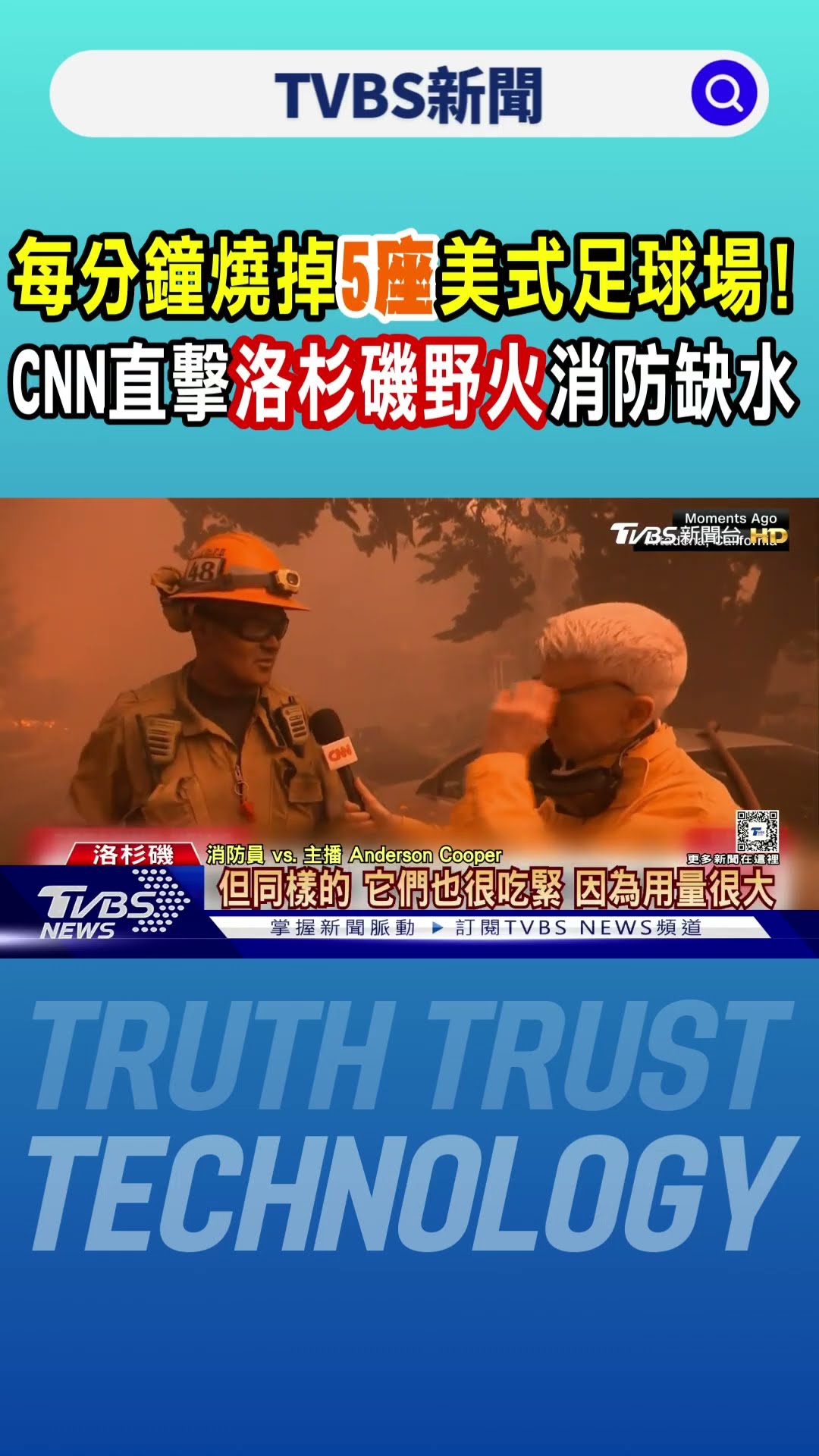 每分鐘燒掉5座美式足球場! CNN直擊洛杉磯野火消防缺水 ｜TVBS新聞 @TVBSNEWS01