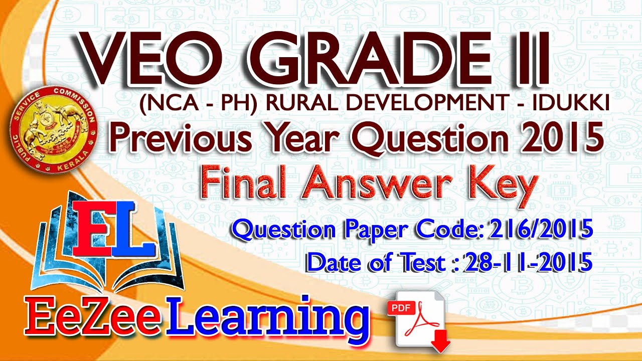 VEO Grade II Previous Question 216/2015 Final Answer Key YouTube