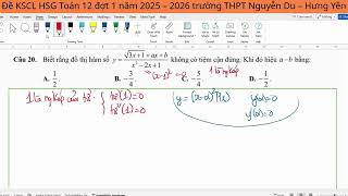 Tiệm cận đứng chứa tham số. Đồ thị hàm số y =(căn(3x+1)+ ax + b)/ (x^2-2x +1) không có tiệm cận đứng