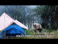 ⛈ SOLO CAMPING IN HEAVY RAIN - SLEEPING RELAXING SOUND OF RAIN IN THE COZY TENT - ASMR
