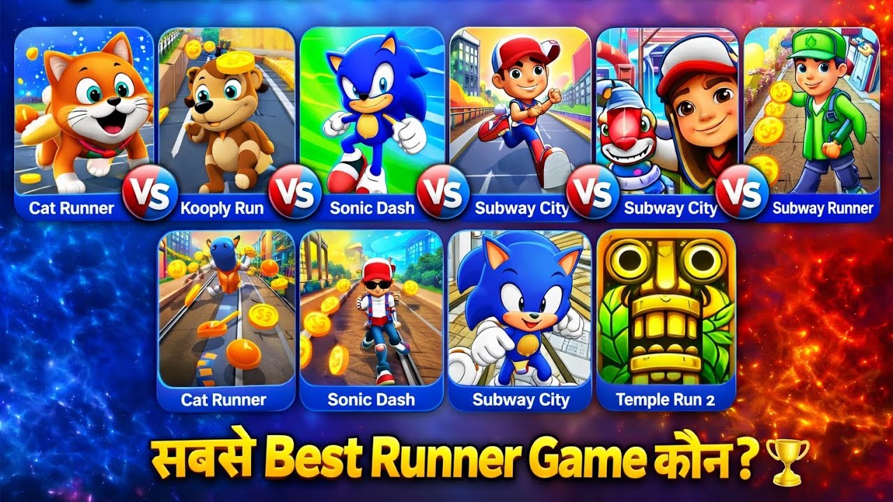 Cat Runner 🆚Kooply Run 🆚Sonic Dash🆚 Subway City 🆚Subway Surfers🆚Temple Run 2 Ultimate Runner Battle😱