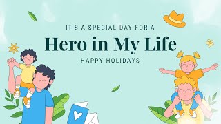 Customizable Cute Illustration Happy Father's Day Slideshow Video Template - FlexClip