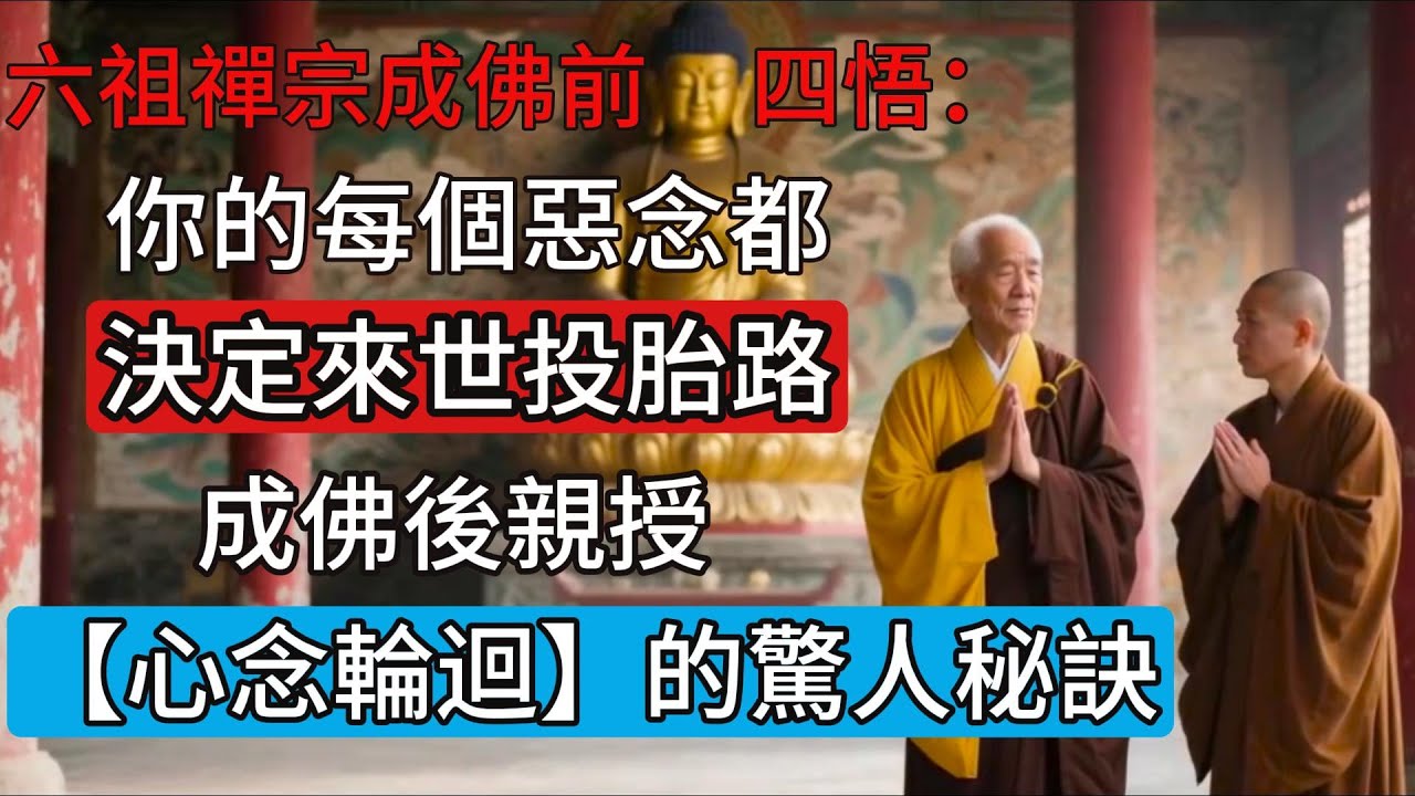六祖禪宗成佛前四悟：你的每個惡念都決定來世投胎路，成佛後親授【心念輪迴】的驚人秘訣。佛教#信仰#修行|人生 |金剛經|南無阿彌陀佛#佛家 #大悲咒#修行 #大悲咒 #智慧#哲學#因果#冥想#达摩