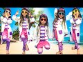 Learn Colors with Five little Babies Jumping on the Bed - sunglasses 5つの小さなサル ベッドでのジャンプ 子供 童謡 子供向けの歌