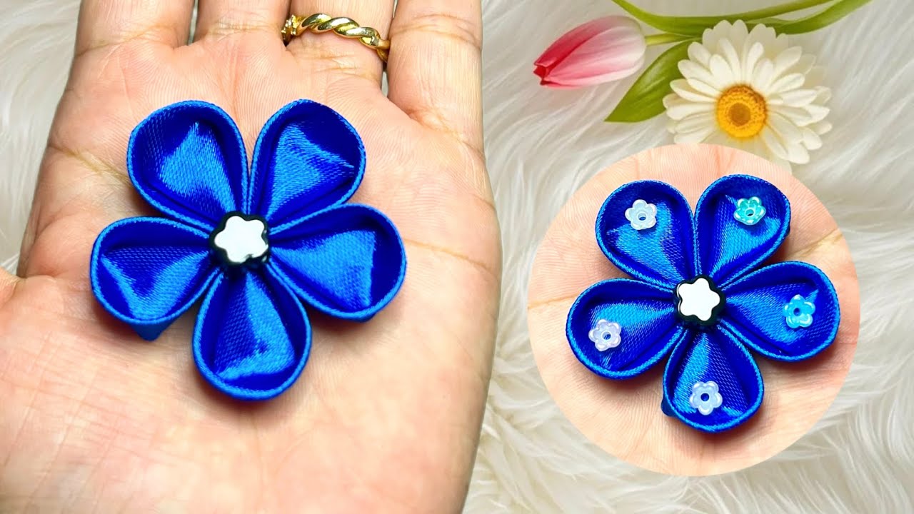 Amazing Ribbon Flower Work - Amazing Trick - Easy Flower Making From Satin Ribbon