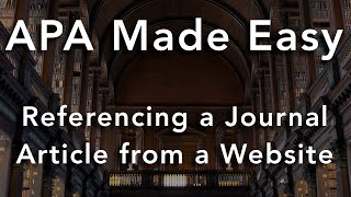APA 7th Edition: Journal Entry from a Website APA 7th Edition: Journal Entry from a Website