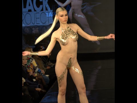 Beautiful Lingerie Models Black Tape Project Art hearts Fashion Week runway show NYFW23 slow motion