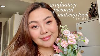 bright &amp; youthful graduation picture makeup look [ trial 2 ] 🍑 | college!aji series ep. 3