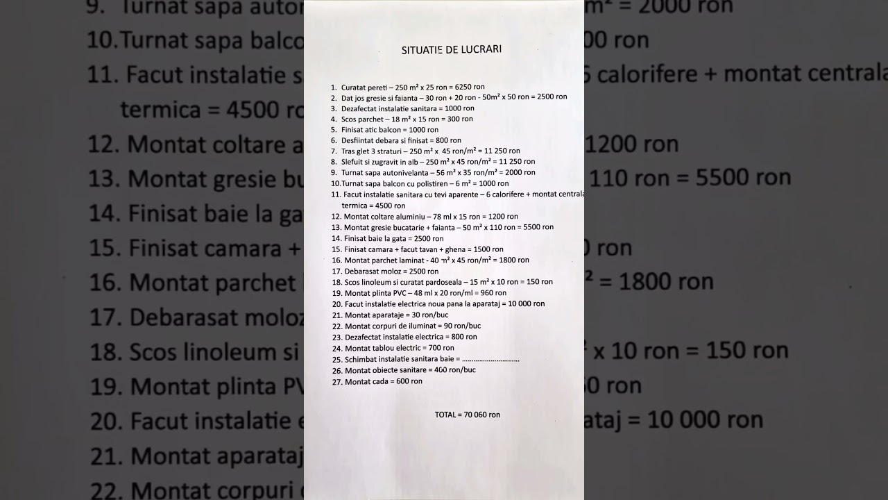 Părere despre lista asta de prețuri